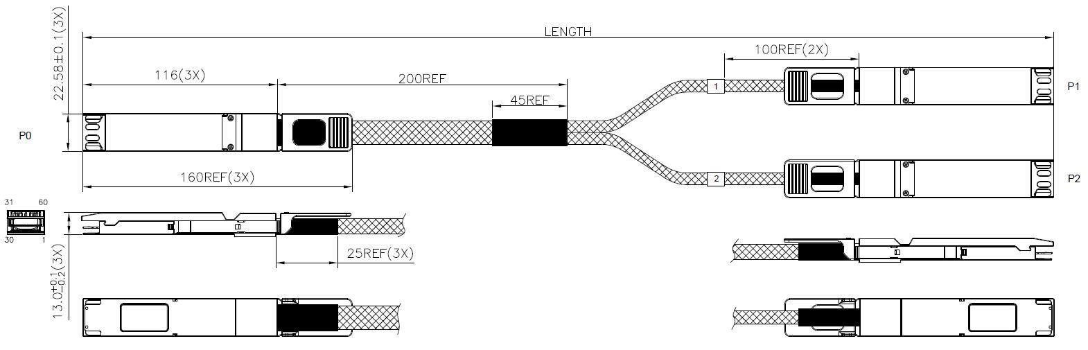 800G IB NDR OSFP Breakout to 2xOSFP Direct Attached Cable