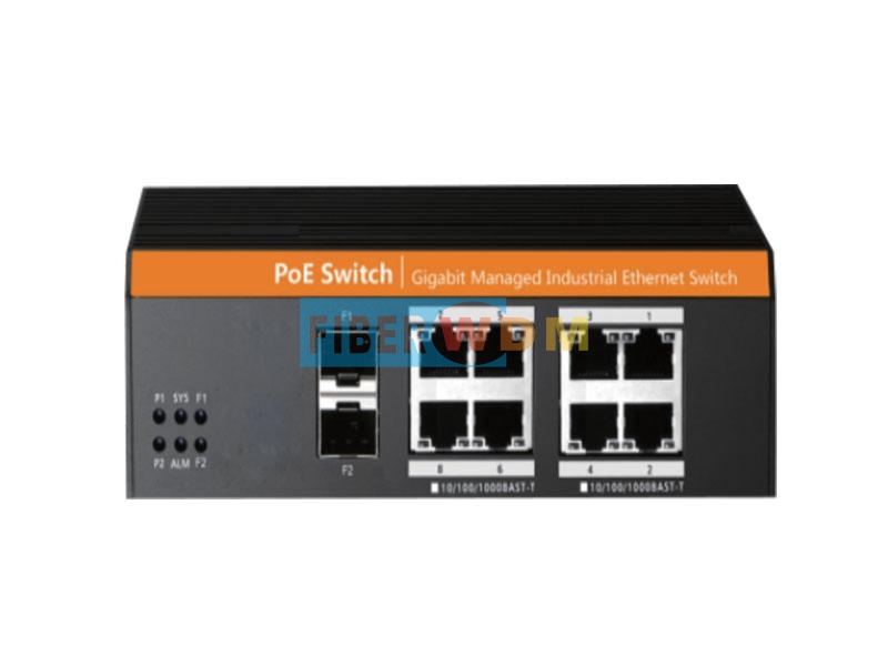 Conmutador industrial Gigabit Ethernet de 2 ópticas y 8 eléctricas FW108GS-2F